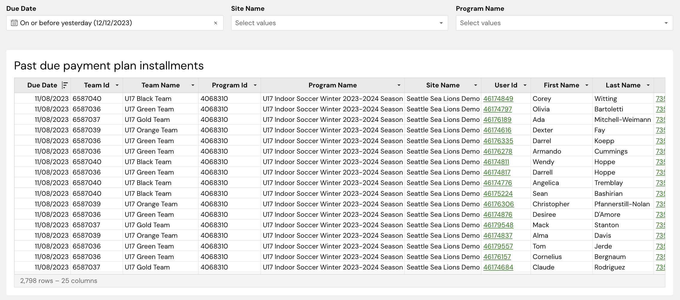Invoice Payment Plan Installments Report – LeagueApps