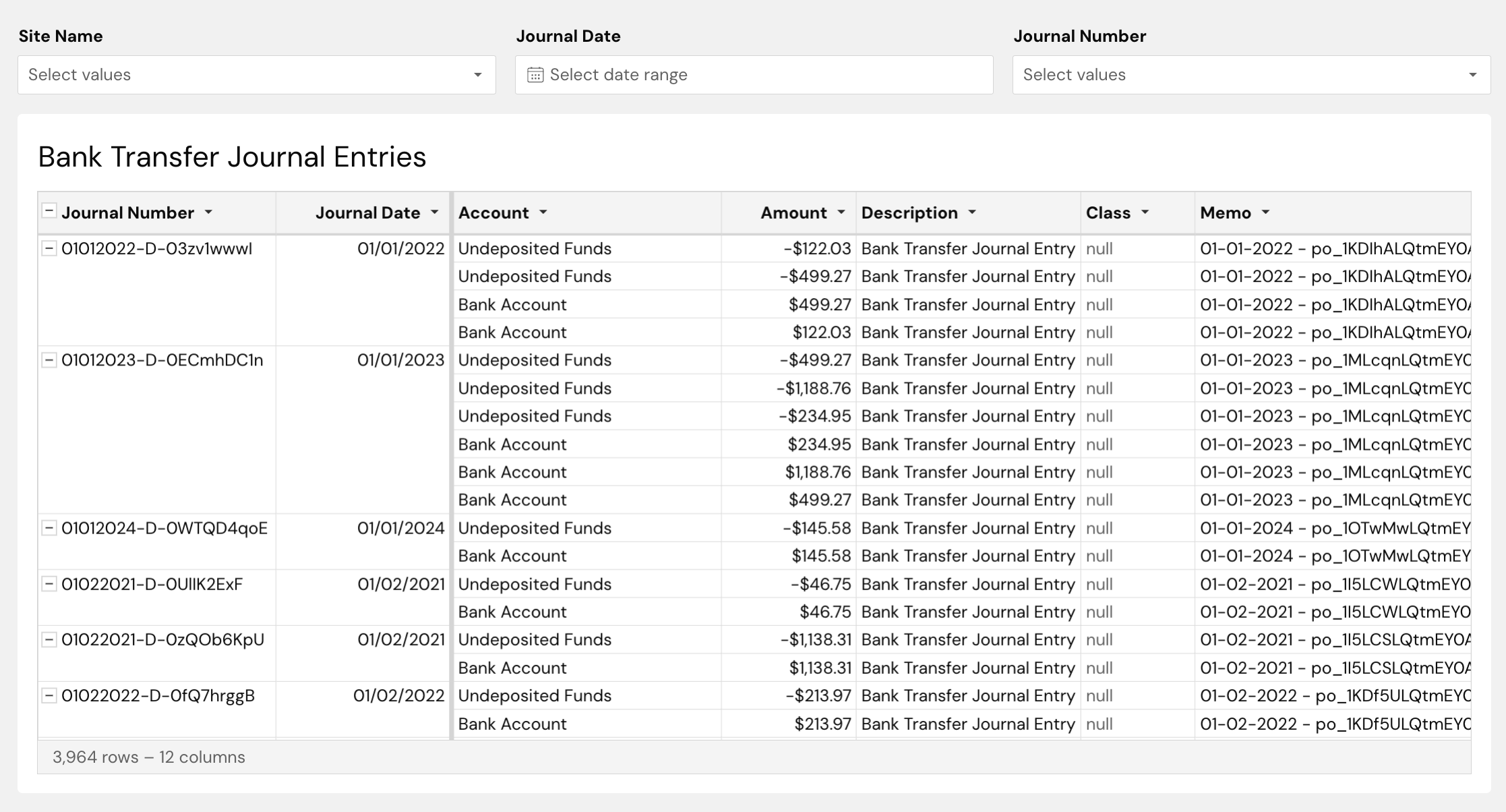 Cash Accounting: Bank Transfer Journal Entries Report – LeagueApps