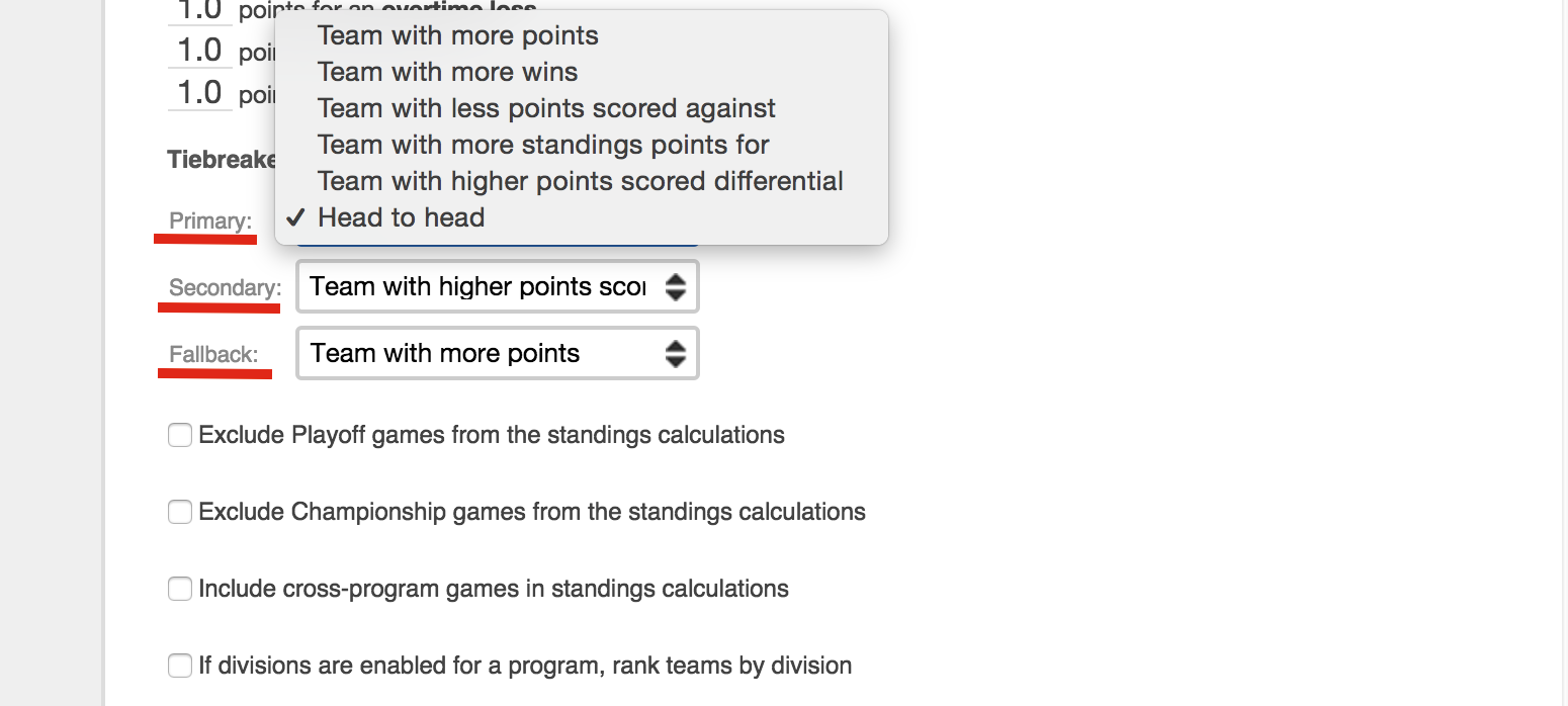 Customize Standings Rules – LeagueApps