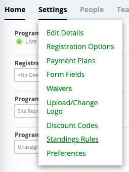 Customize Standings Rules – LeagueApps