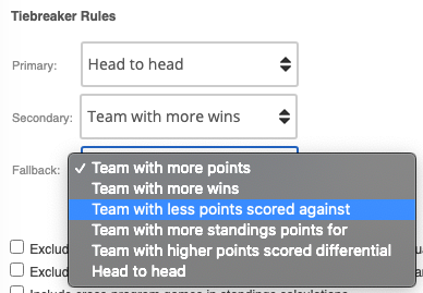 Customize Standings Rules – LeagueApps