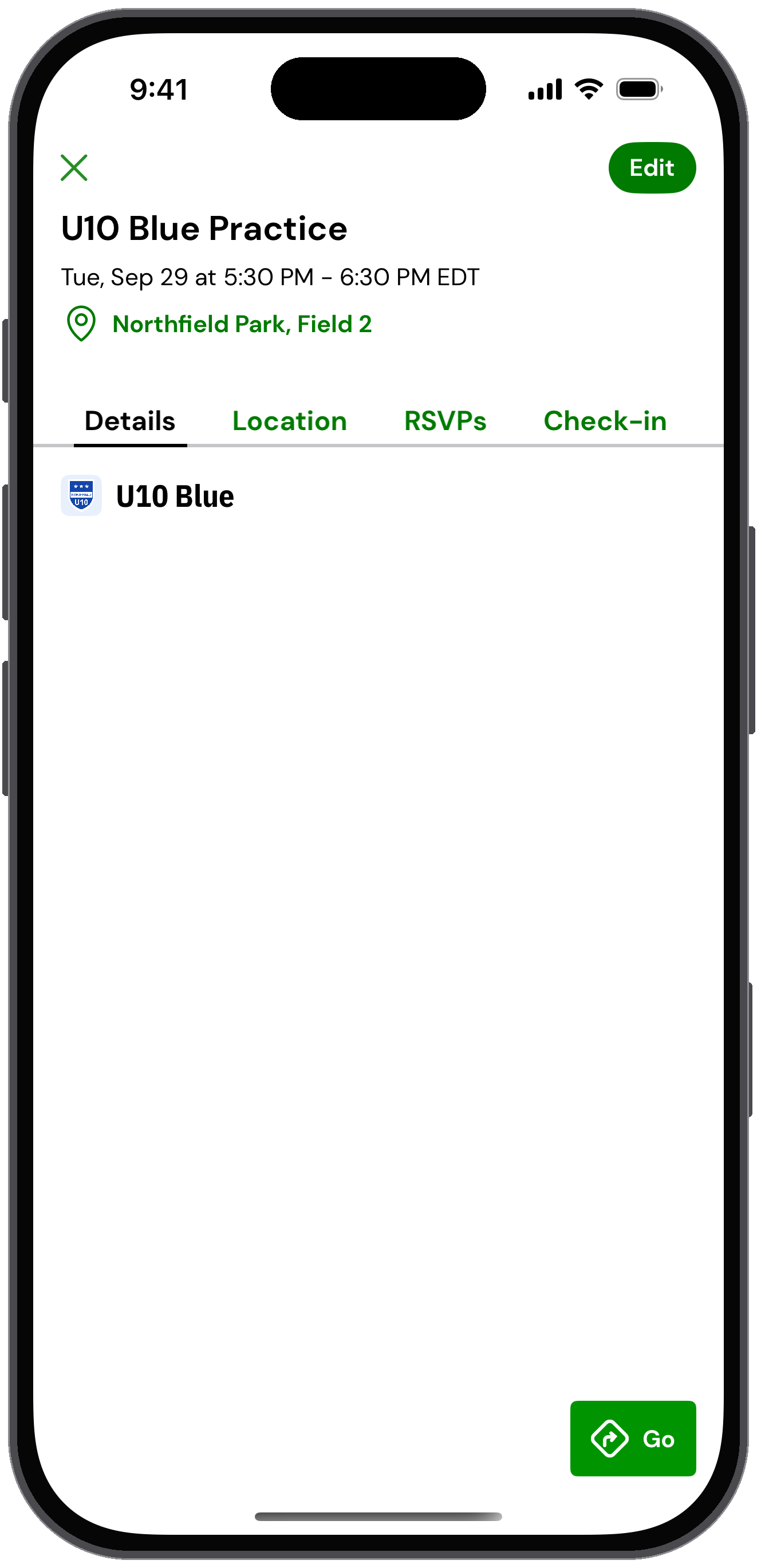 Event details in Admin mode