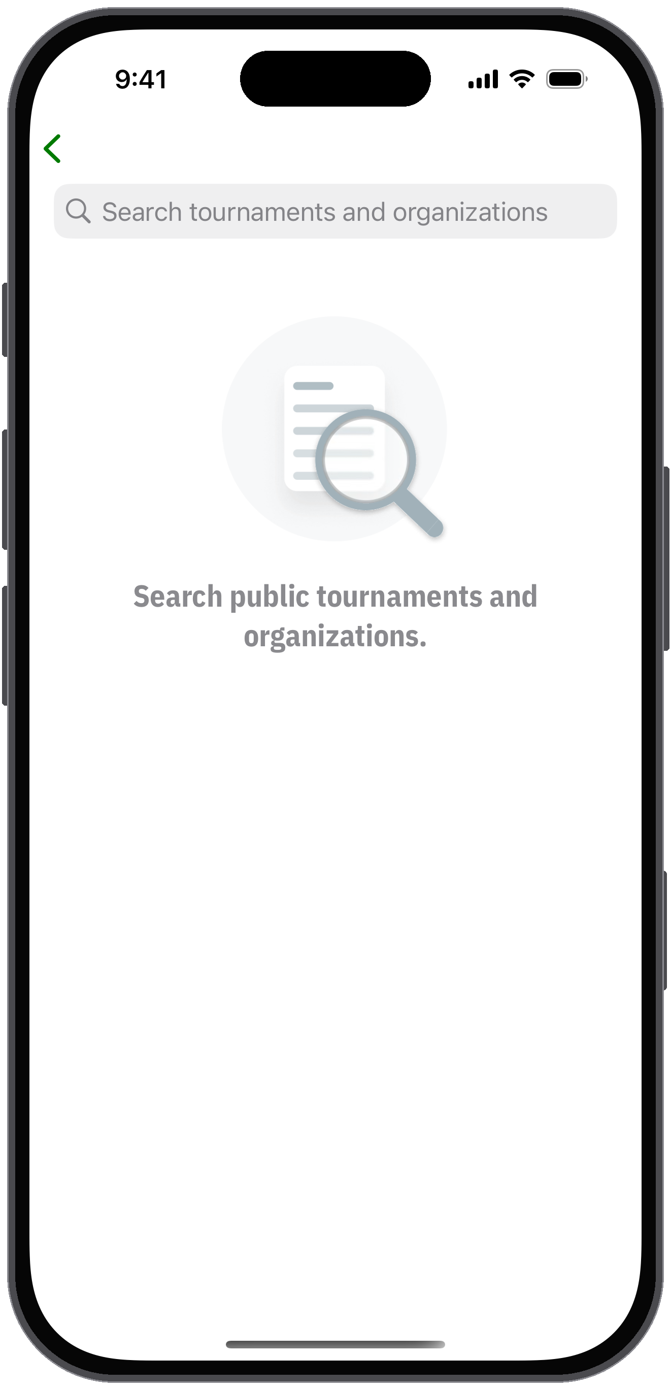Search for public tournaments and organizations