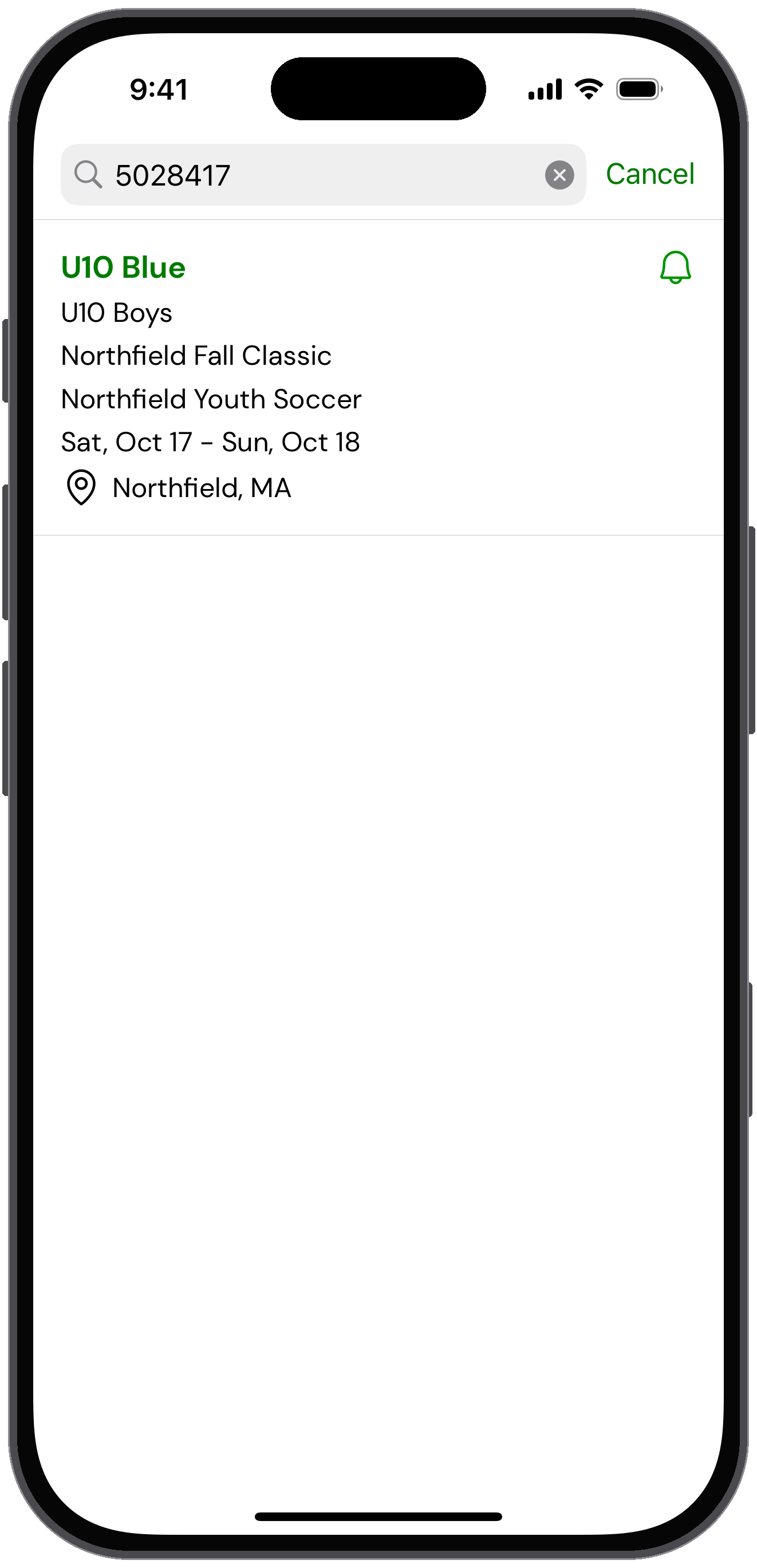 Team code search result