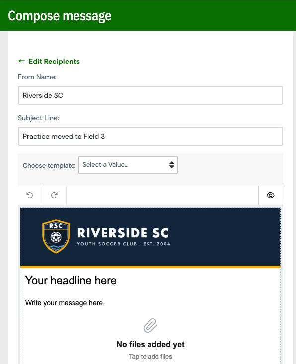The top of the phone composer with From Name, Subject Line and the email