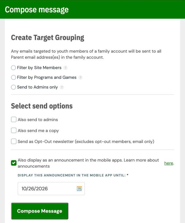 Create Target Grouping on a phone with the announcement option checked